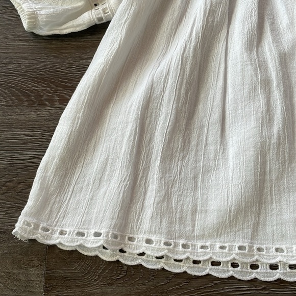 Old Navy White Gauze Notched Neck Balloon Puff Sleeve Short Top Size Small - Picture 6 of 12